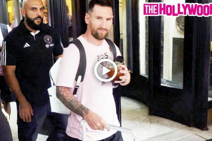 Lionel Messi Is Greeted By A Mob Of Fans While Leaving His Hotel With Teammates In Chester, PA